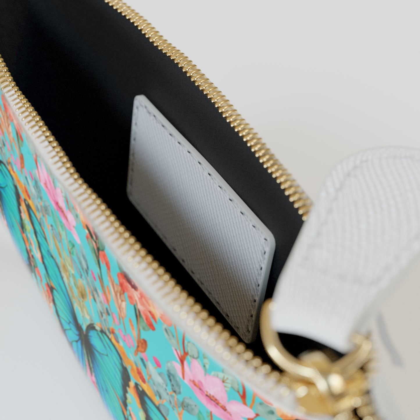 Wildflower Fields Turquoise Coin Purse Mini Pouch Clutch Bag