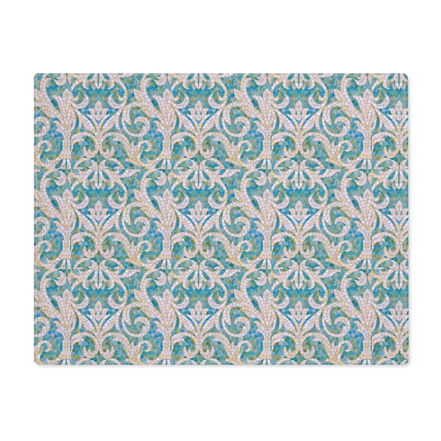 Aqua Mosaic Italian Tile Pattern Tablescape Placemat, 1pc
