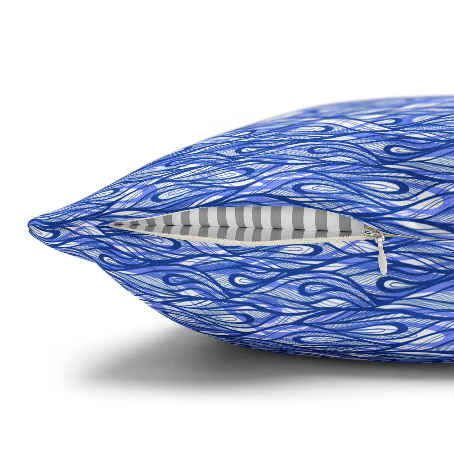Waves Vibrations Navy Lavender Modern Coastal Pattern Decorative Spun Polyester Pillow Cover