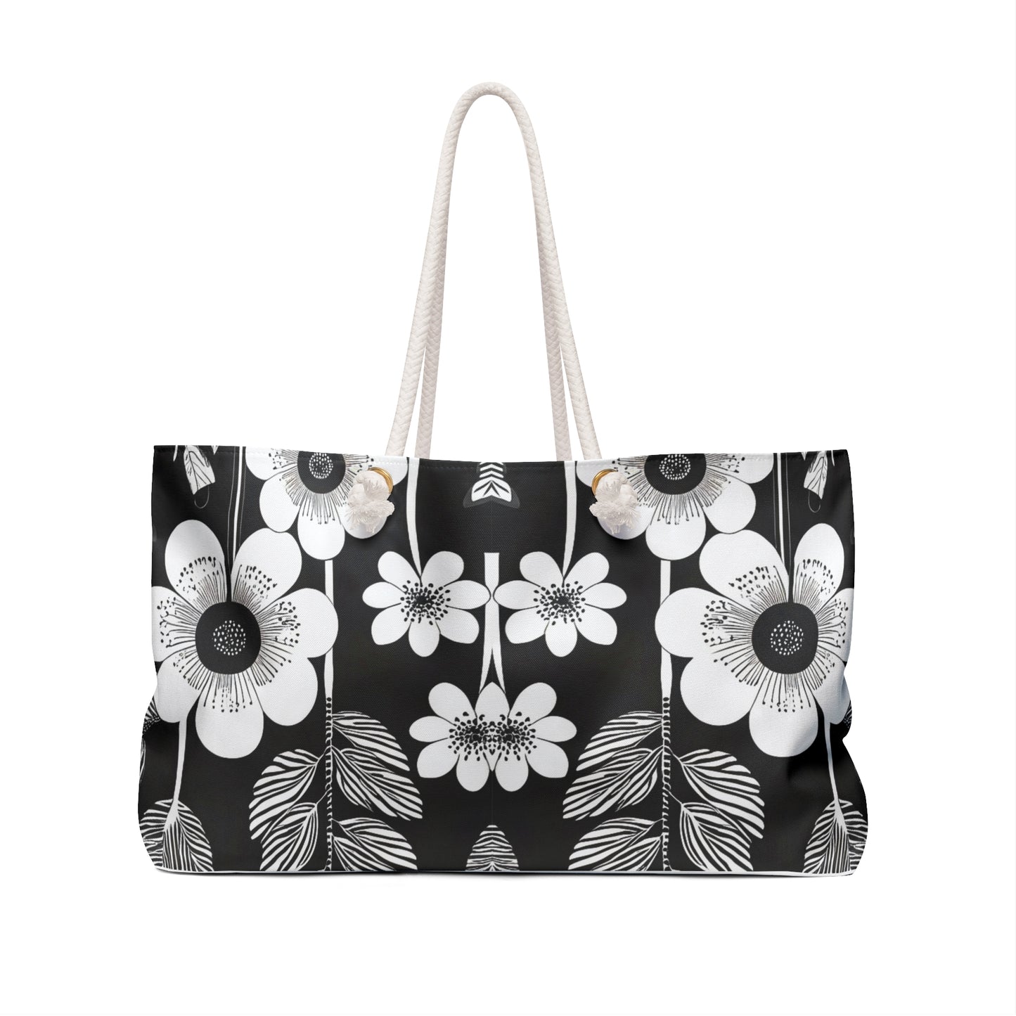 Black and White Poppies Mod Pop Art 1960s Shopper Market City Weekender Bag