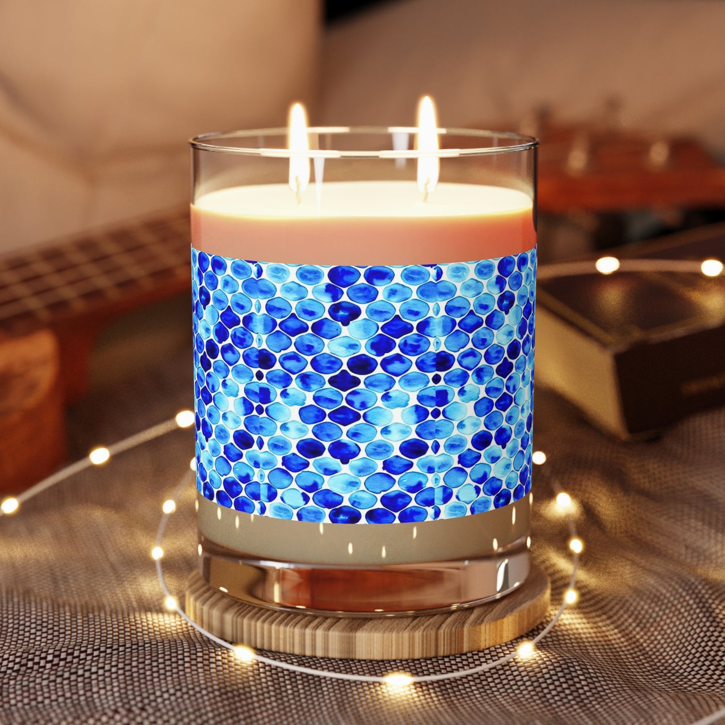 Blue Sea Glass Aromatherapy Scented Candle - Full Glass, 11oz