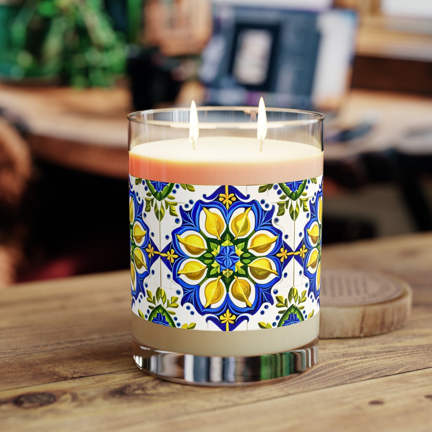 Island of Capri Limone Italian Durata Tile Italy Aromatherapy Essential Oils Natural Decorative Scented Candle - Full Glass, 11oz