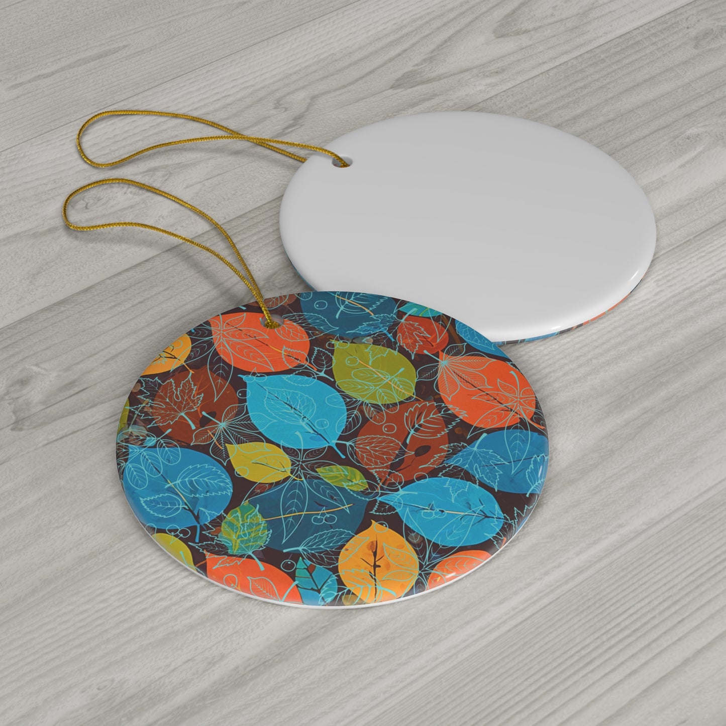 Scattered Leaves Ceramic Ornament