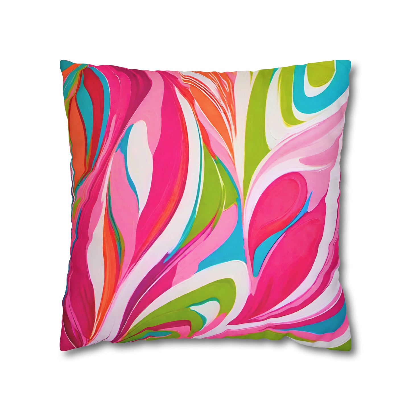1960s Italian Via Strozzi Mod Vintage Fashion Girl Hot Pink Stylish Fashionista Square Poly Canvas Pillow Cover