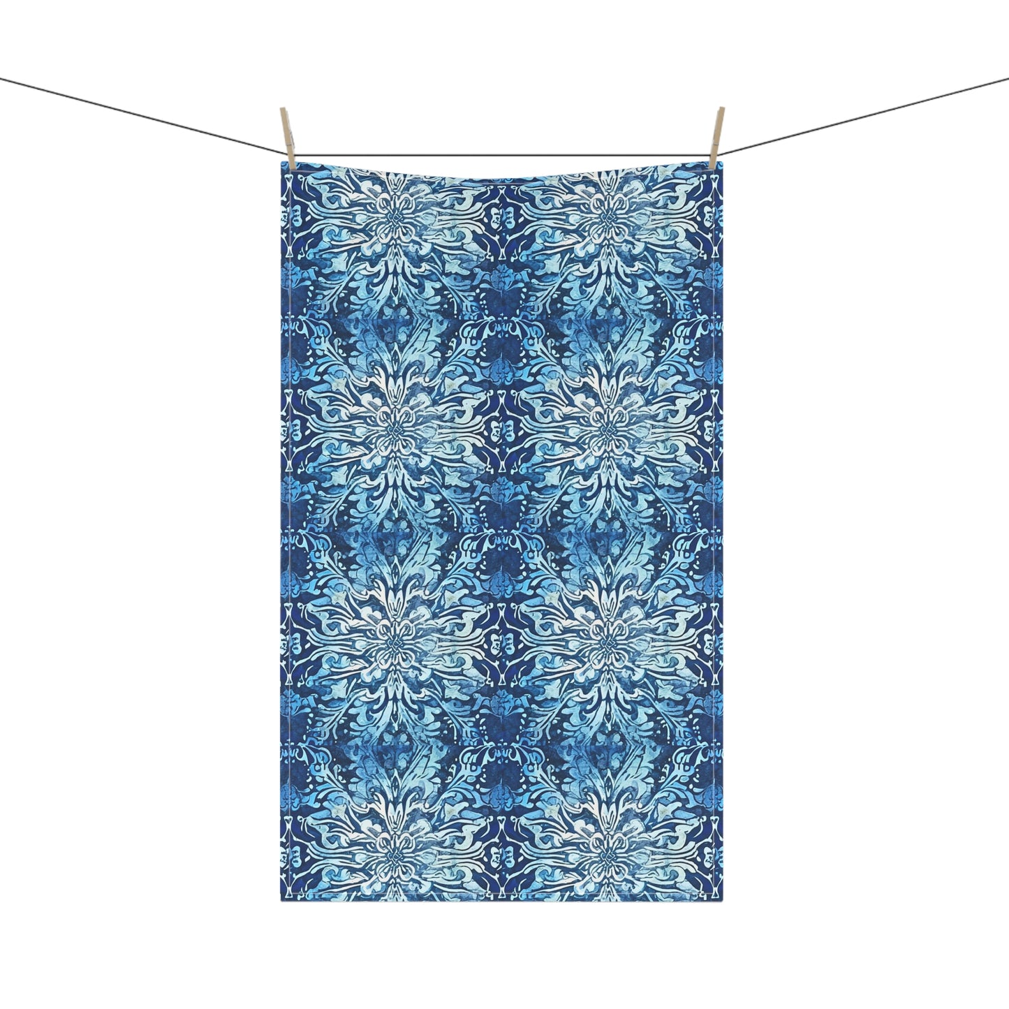 Blue Ornamental Island Batik Decorative Kitchen Tea Towel/Bar Towel
