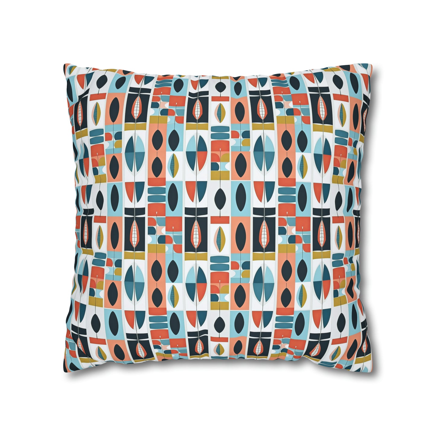African Sculpture Midcentury Modern Decorative Spun Polyester Pillow Cover