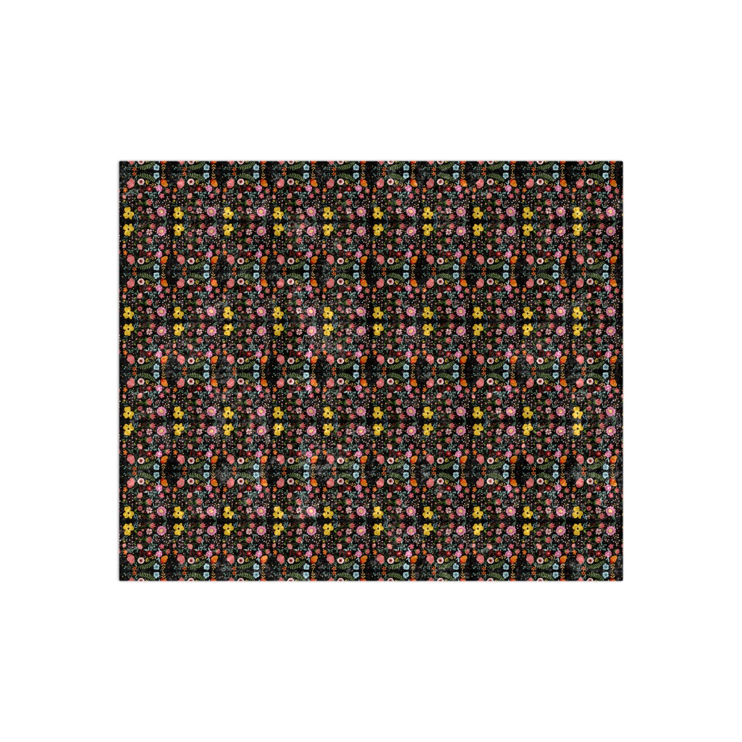 Folklore Floral Pattern Crushed Velvet Blanket