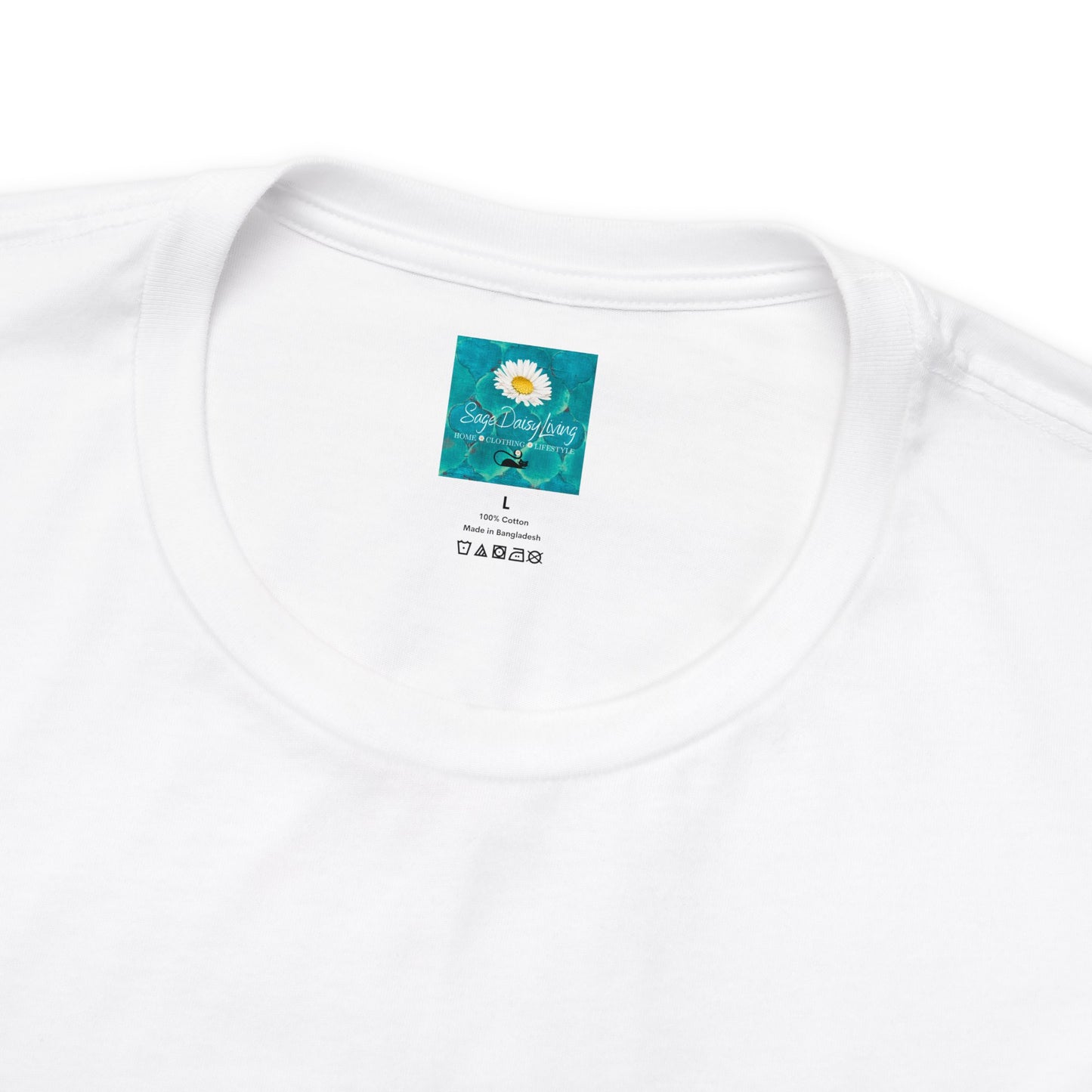 SageDaisy Living Logo Flower Daisy Atomic Cat Midcentury Modern Adult Unisex Jersey Short Sleeve Tee