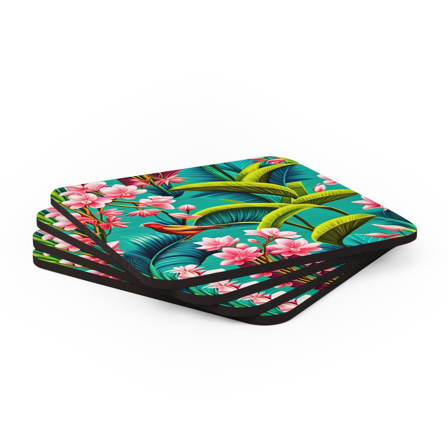 Aqua Paradise Cocktail Beverage Entertaining Corkwood Coaster Set