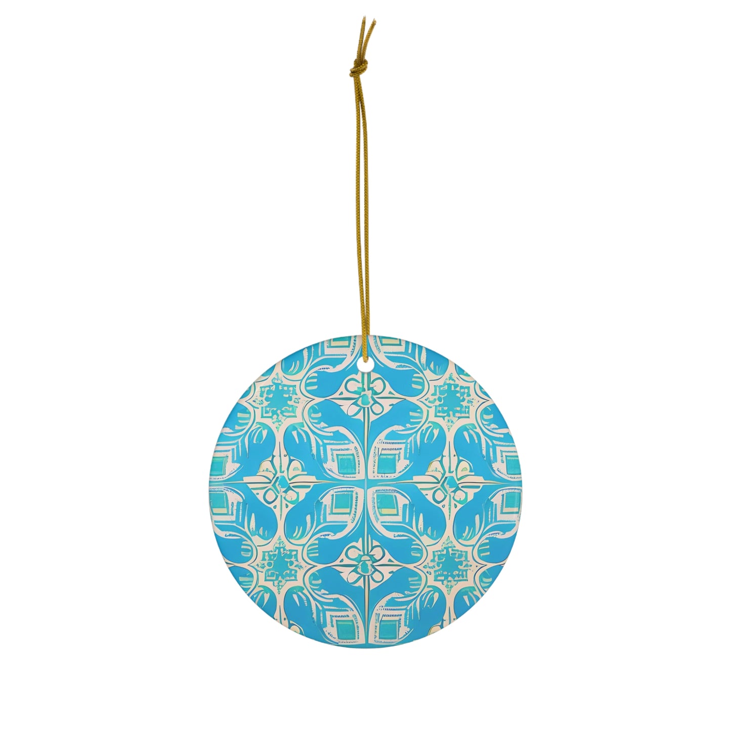 Greek Island Villa Tile Pattern Travel Coastal Ceramic Ornament
