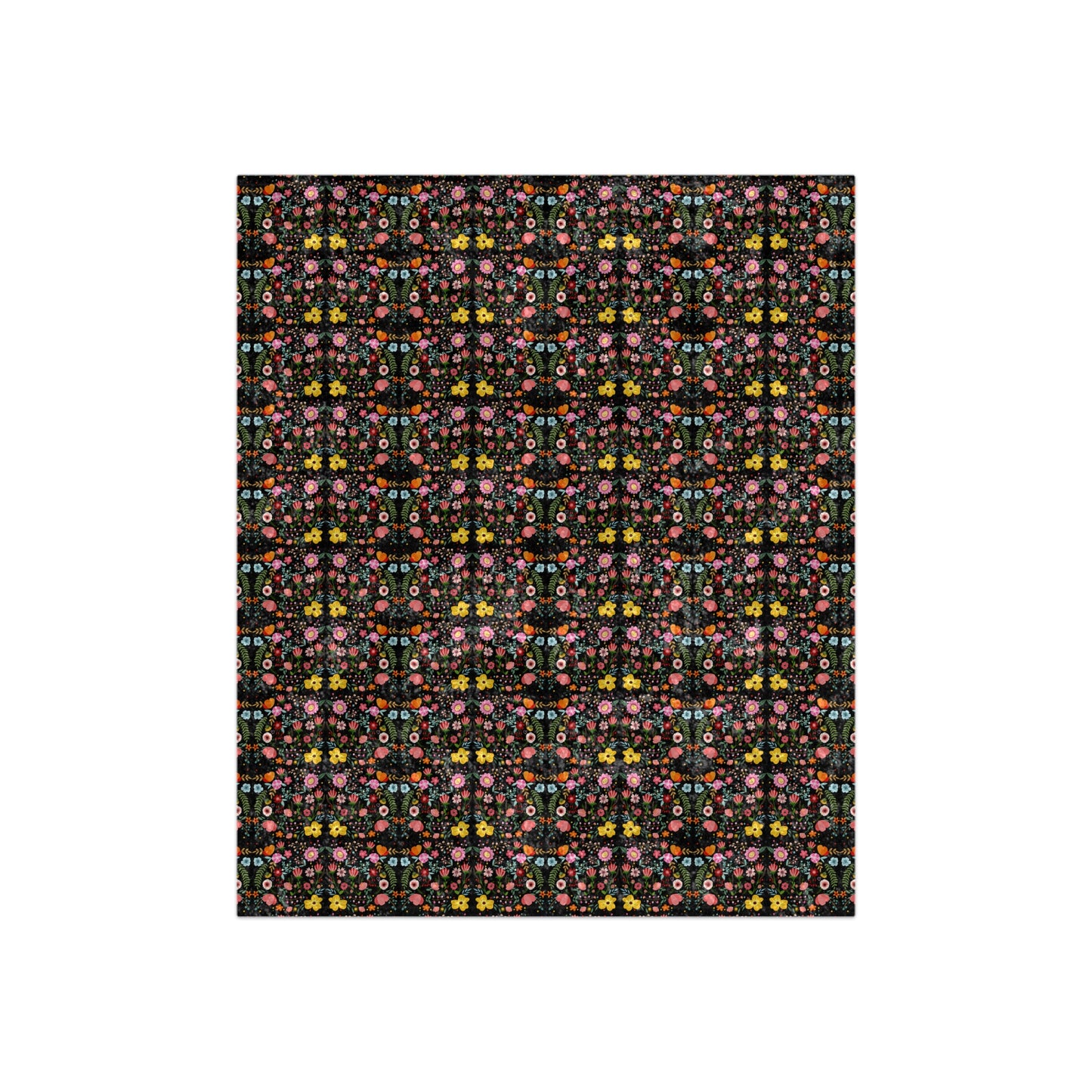Folklore Floral Pattern Crushed Velvet Blanket