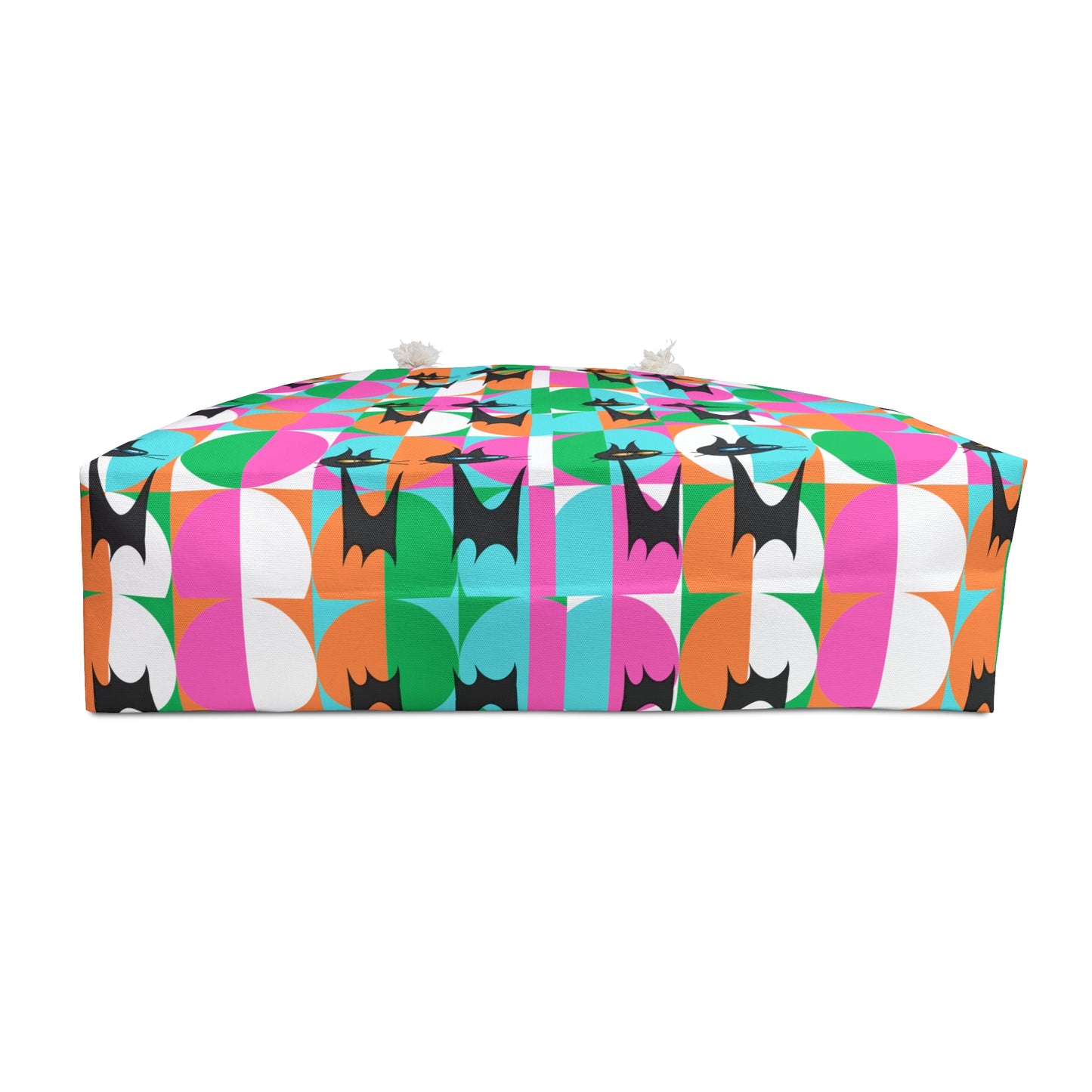 Mod Cats Midcentury Modern Atomic Black Cats Shopper Market Beach Weekender Bag