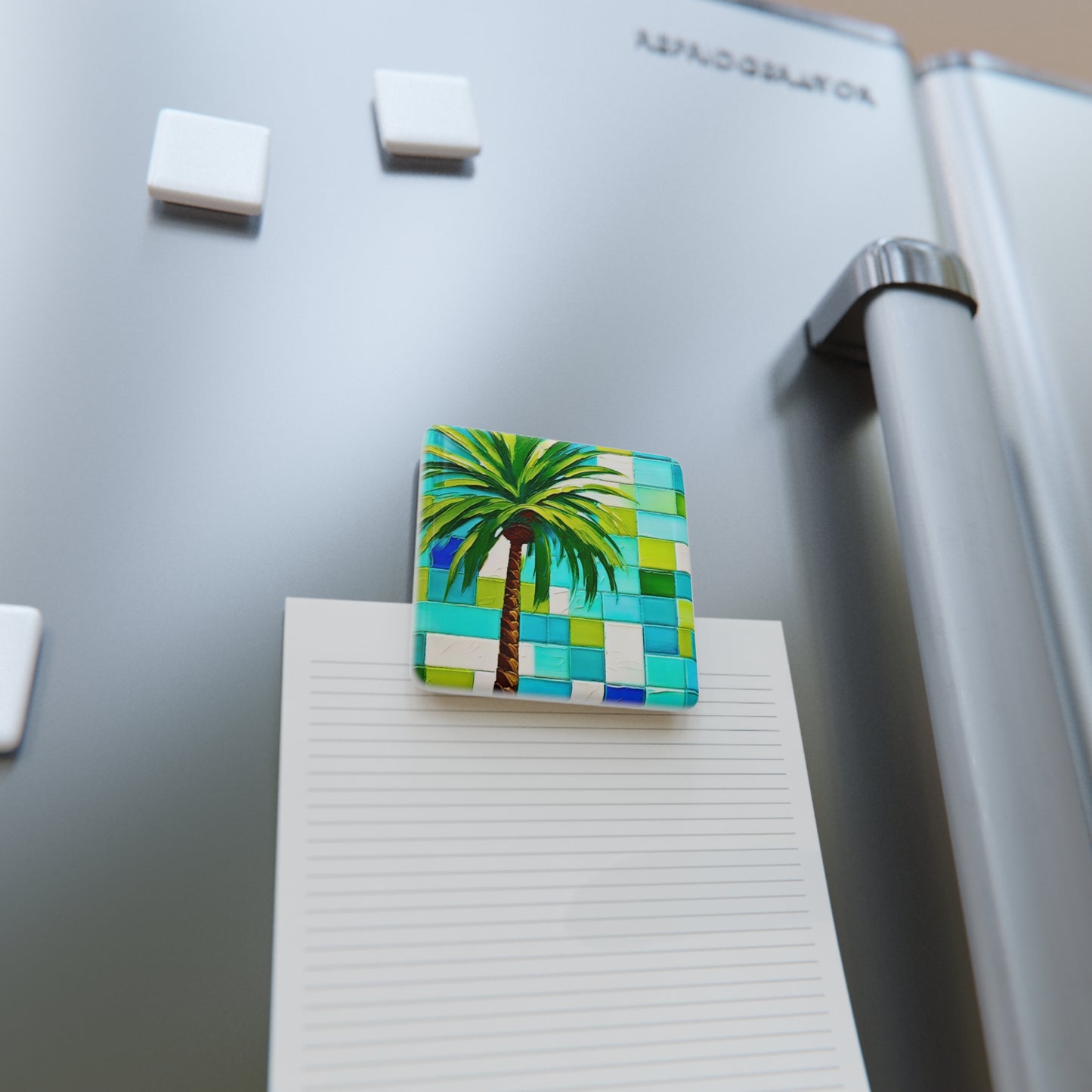 Turks and Caicos Palm Tree Porcelain Magnet, Square