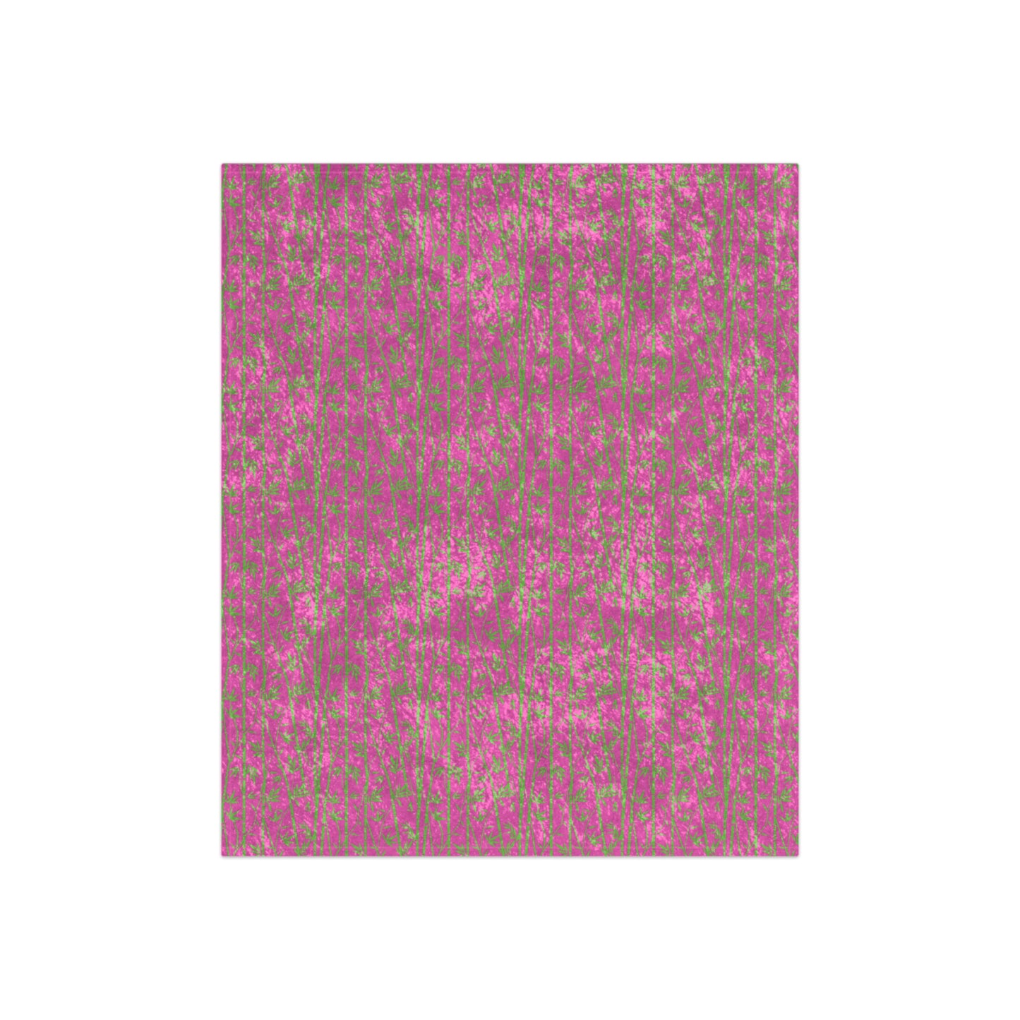 Bamboo Zen Meditation Garden Hot Pink Lime Green Warm Cozy Lounge Shimmer Crushed Velvet Blanket