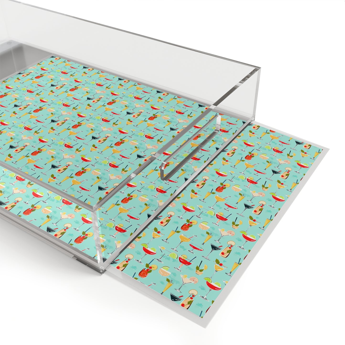 Seaside Coastal Cocktails Midcentury Modern Pattern Entertaining Party Acrylic Serving Tray