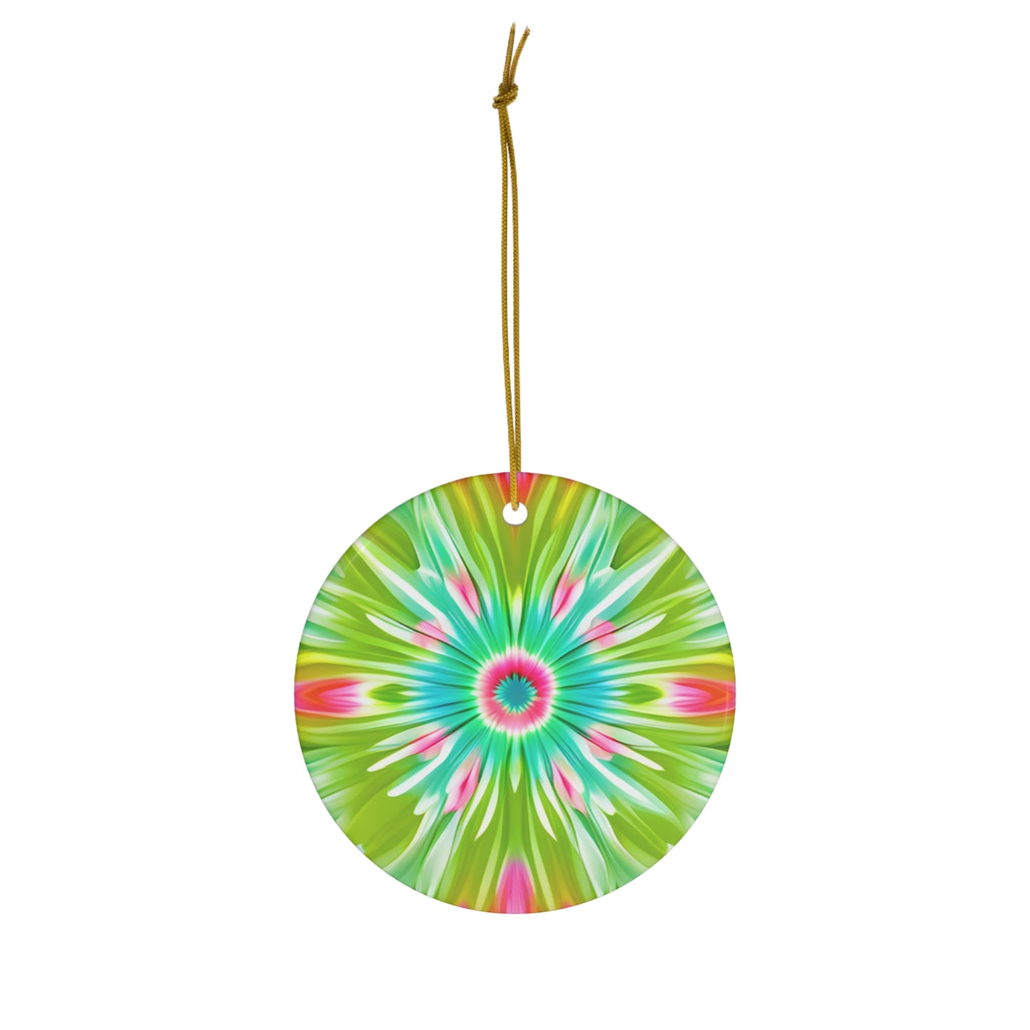 Cosmic Flower Power Ombre Lime Green Ceramic Ornament