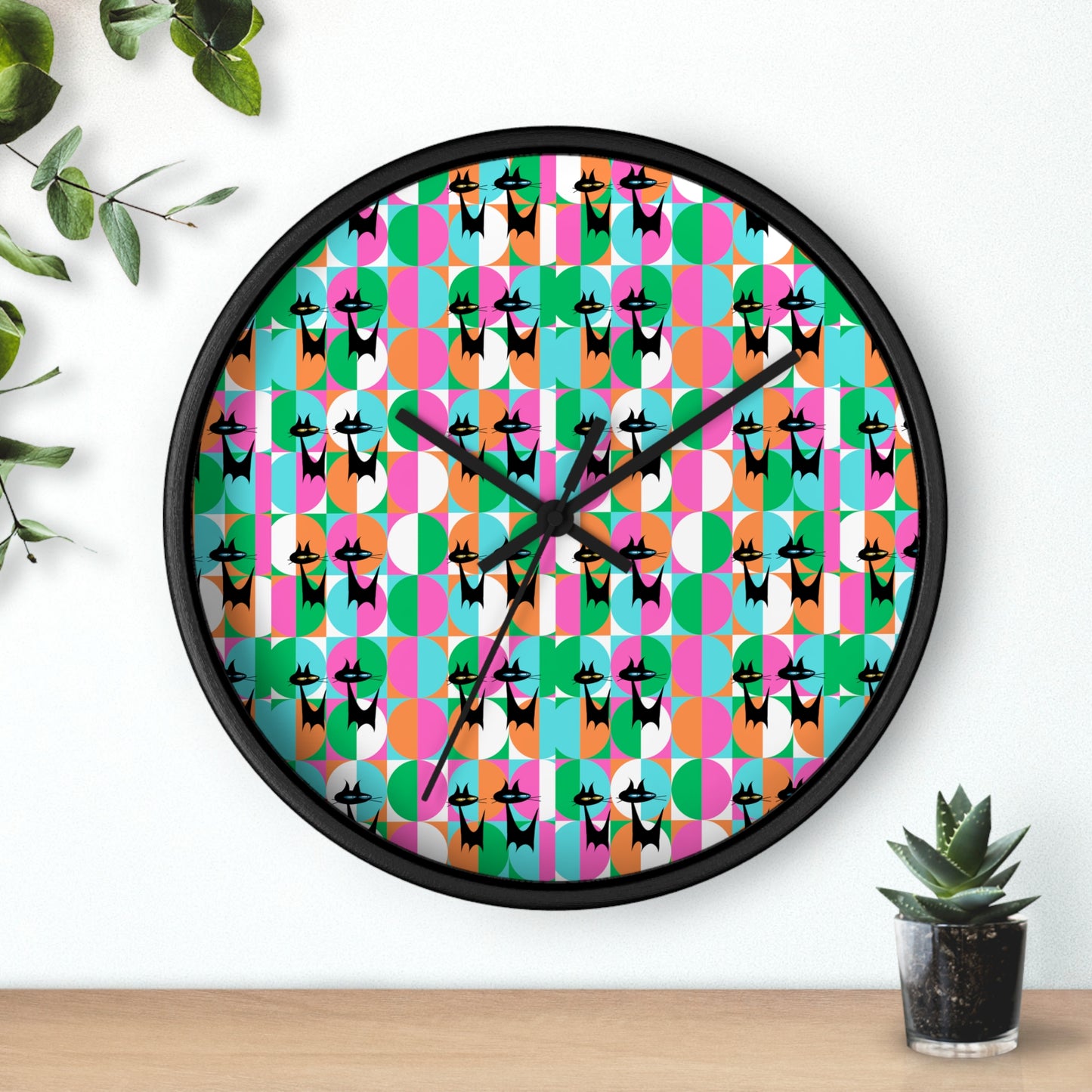 Mod Cats Midcentury Modern Atomic Black Cats 1960s Wall Clock