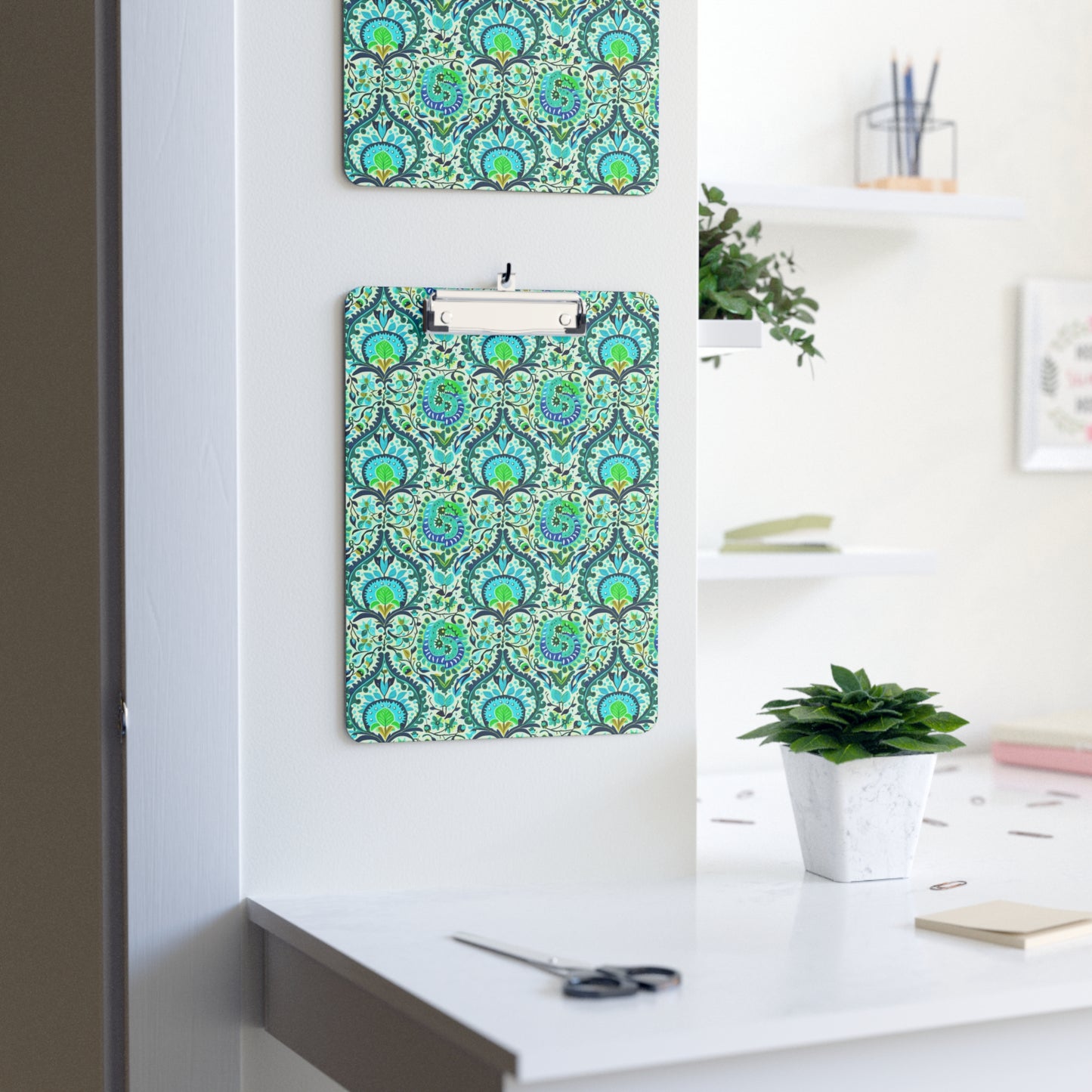 Suzani Tribal Pattern Blue and Green Bohemian Organizer Clipboard