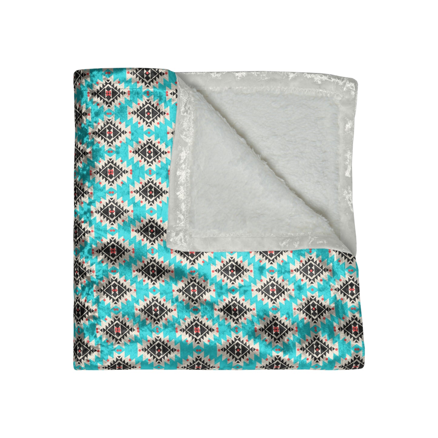 Navajo Concho Turquoise Shimmering Crushed Velvet Blanket