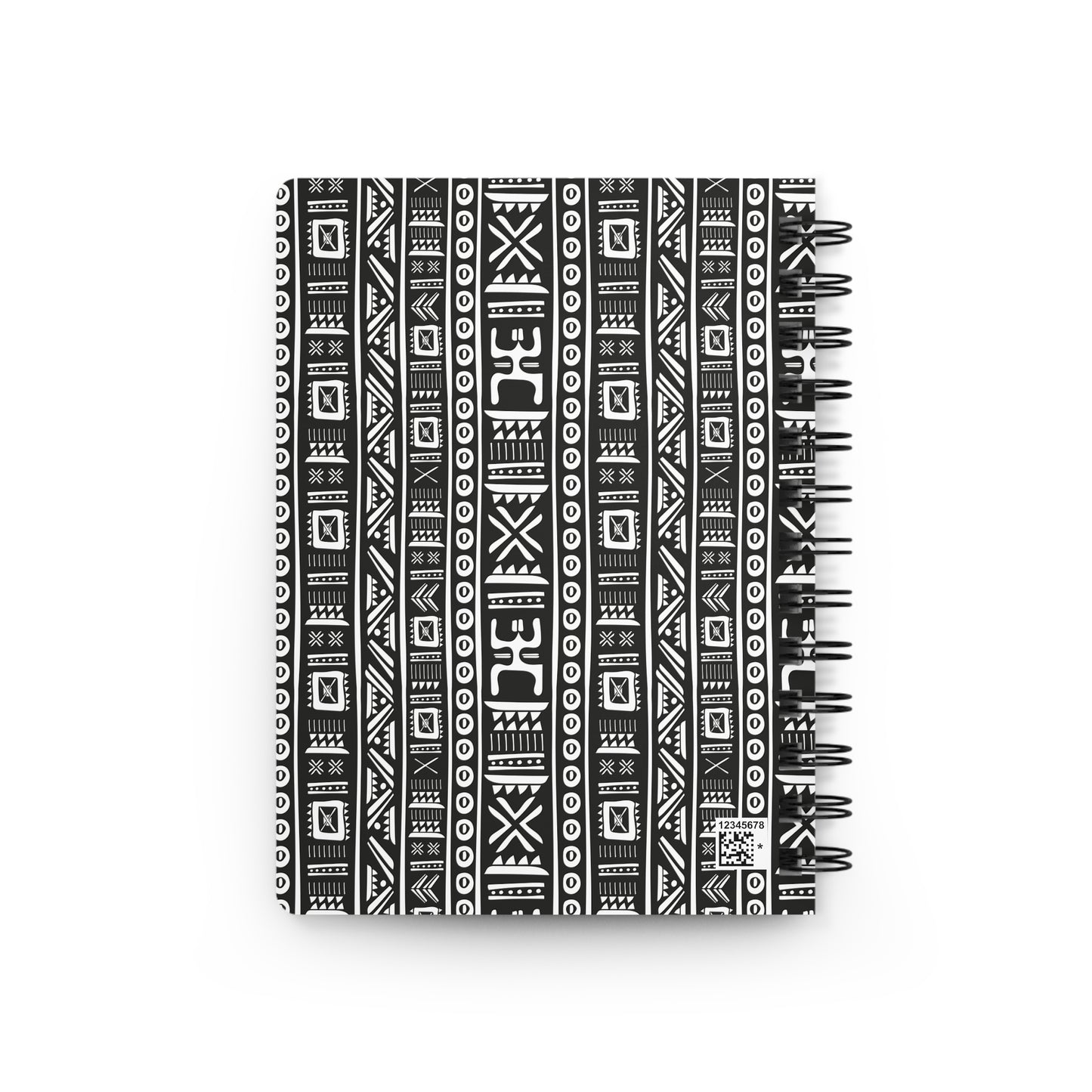 Tribal Vibrations Black and White Pattern Writing Sketch Inspirations Spiral Bound Journal