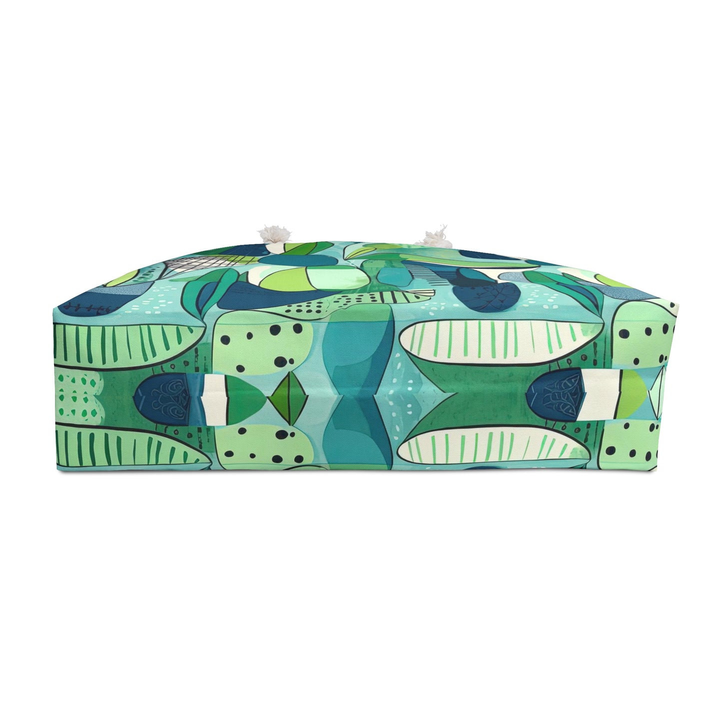 Cubist Midcentury Modern Garden Pattern Blue Green Market Shopper Travel Beach Weekender Bag