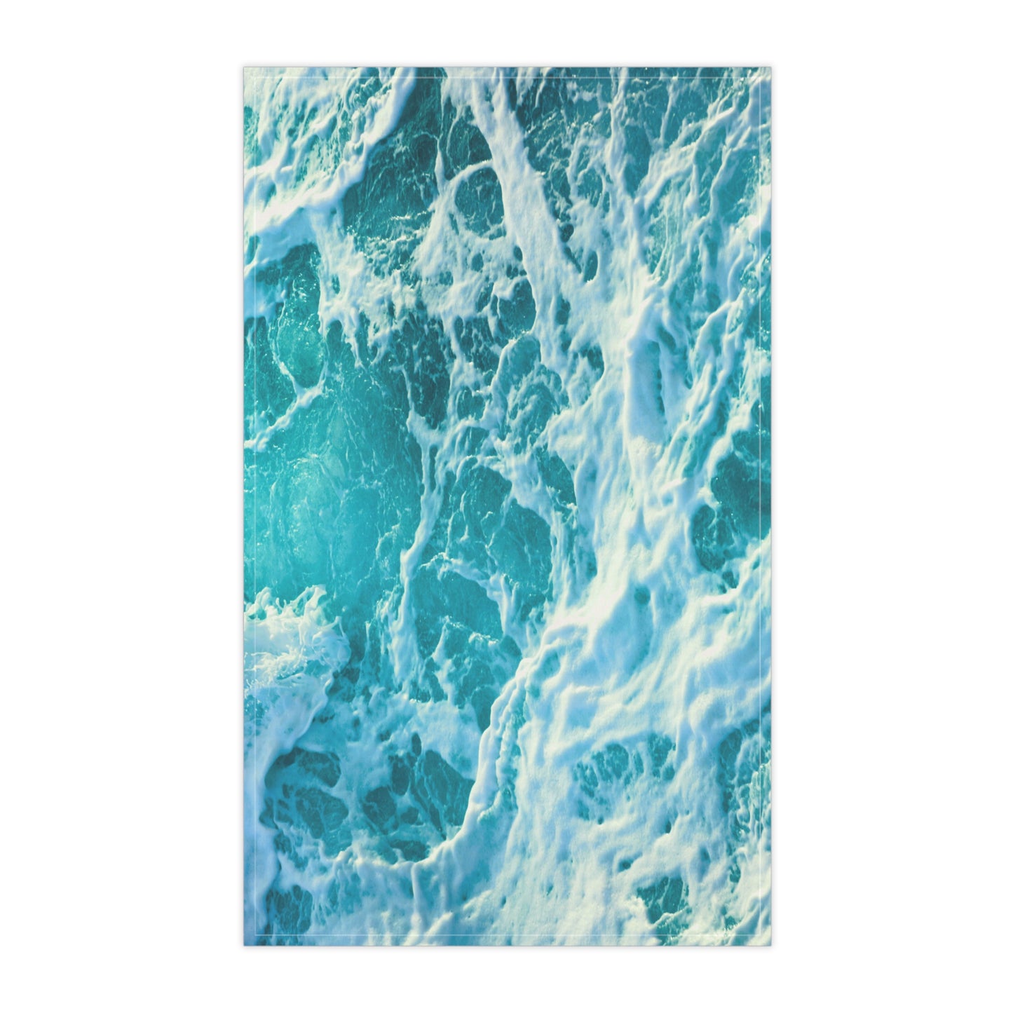 Ocean Blue Waves Coastal Beach House Decorative Kitchen Tea Towel/Bar Towel