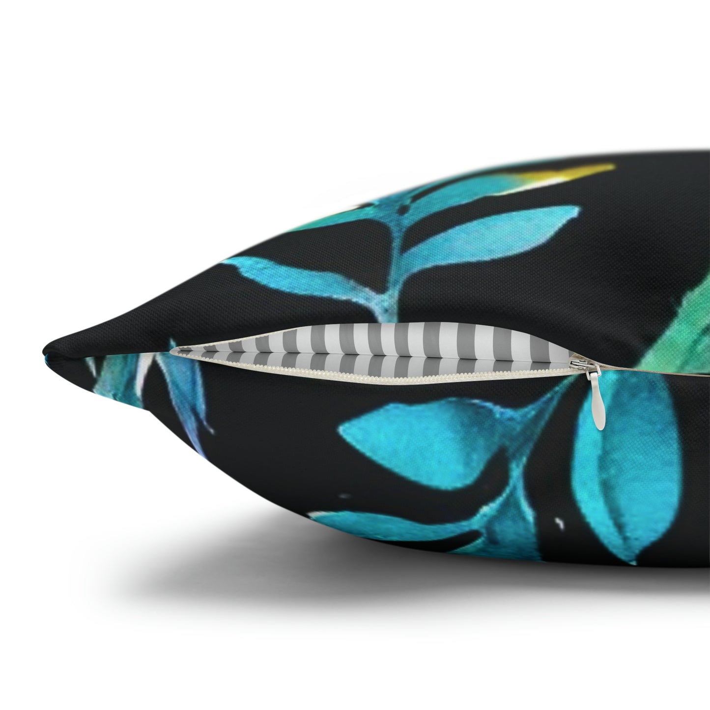Midnight Floral II Watercolor Original Square Poly Canvas Pillow Cover