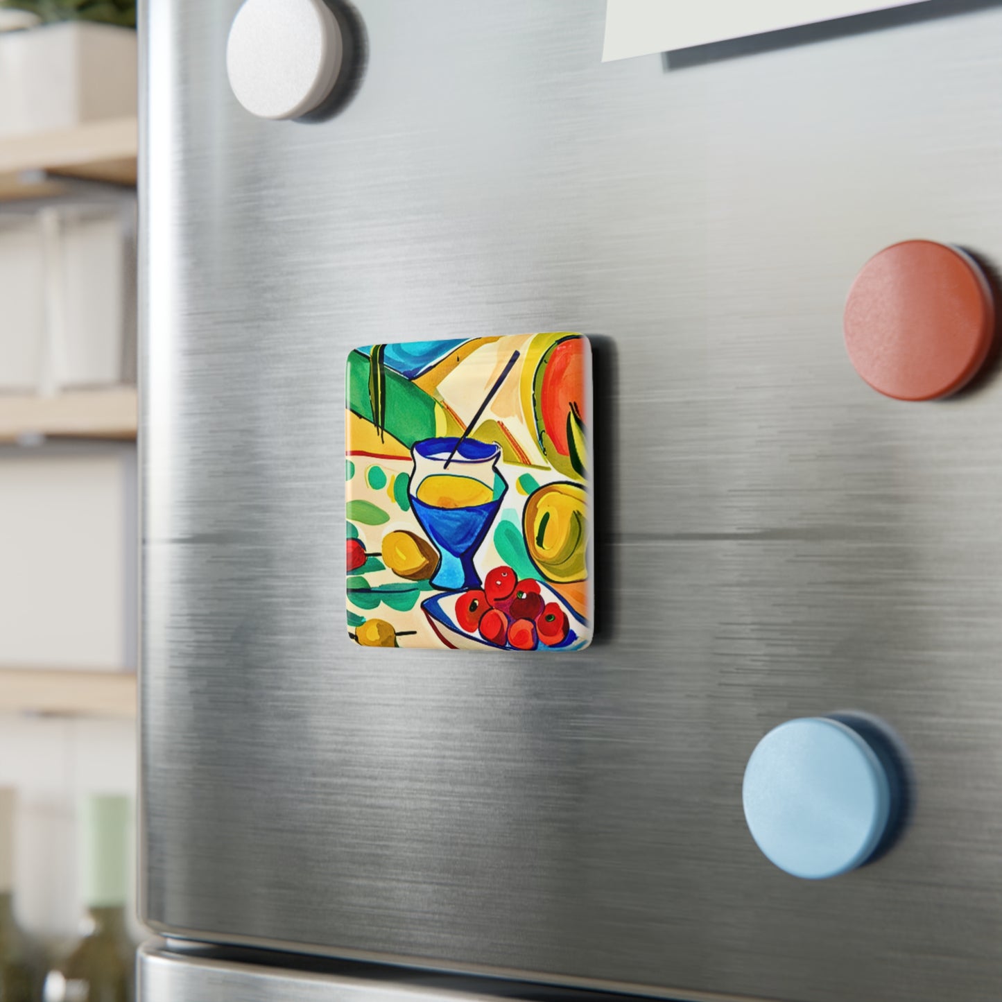 Afternoon French Aperitif Cocktail Party Porcelain Magnet, Square
