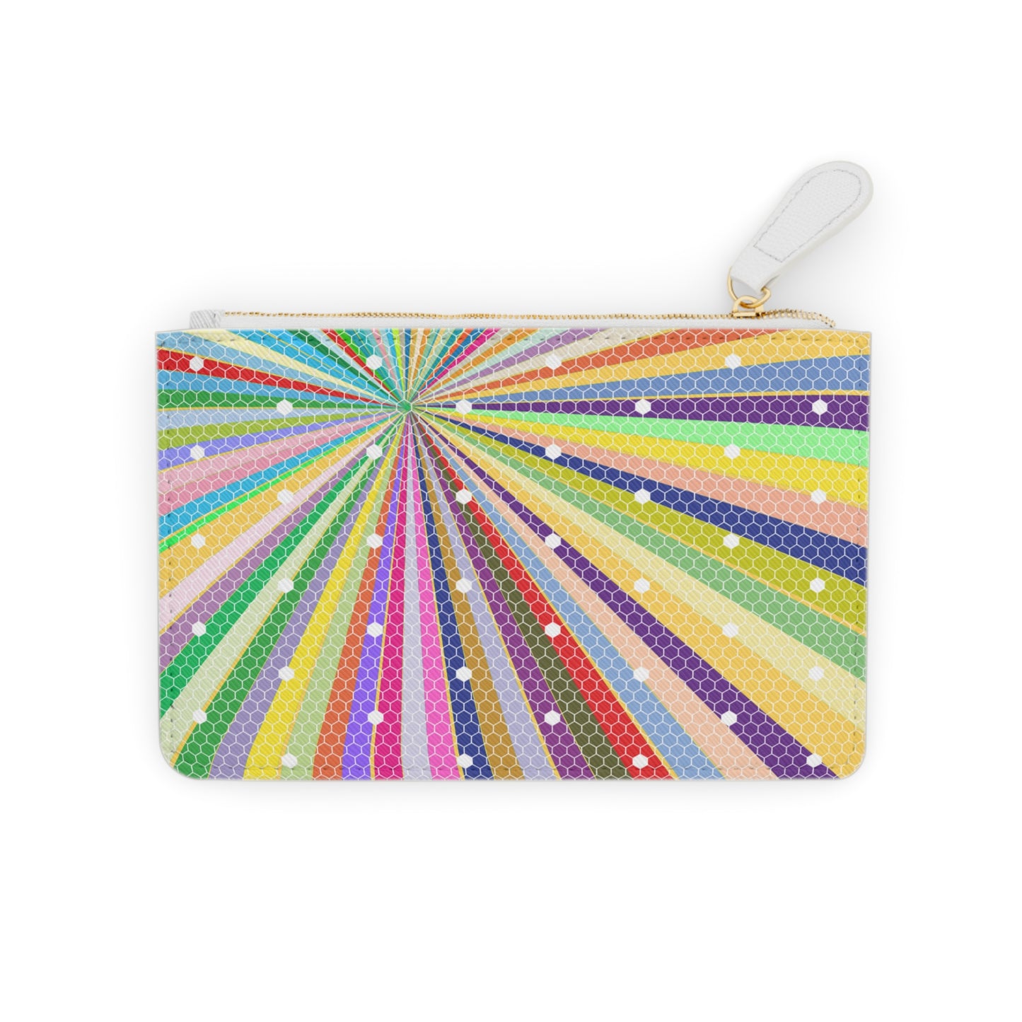 Spiral Spectrum Rainbow Vegan Leather Coin Purse Lipstick Mini Pouch Clutch Bag