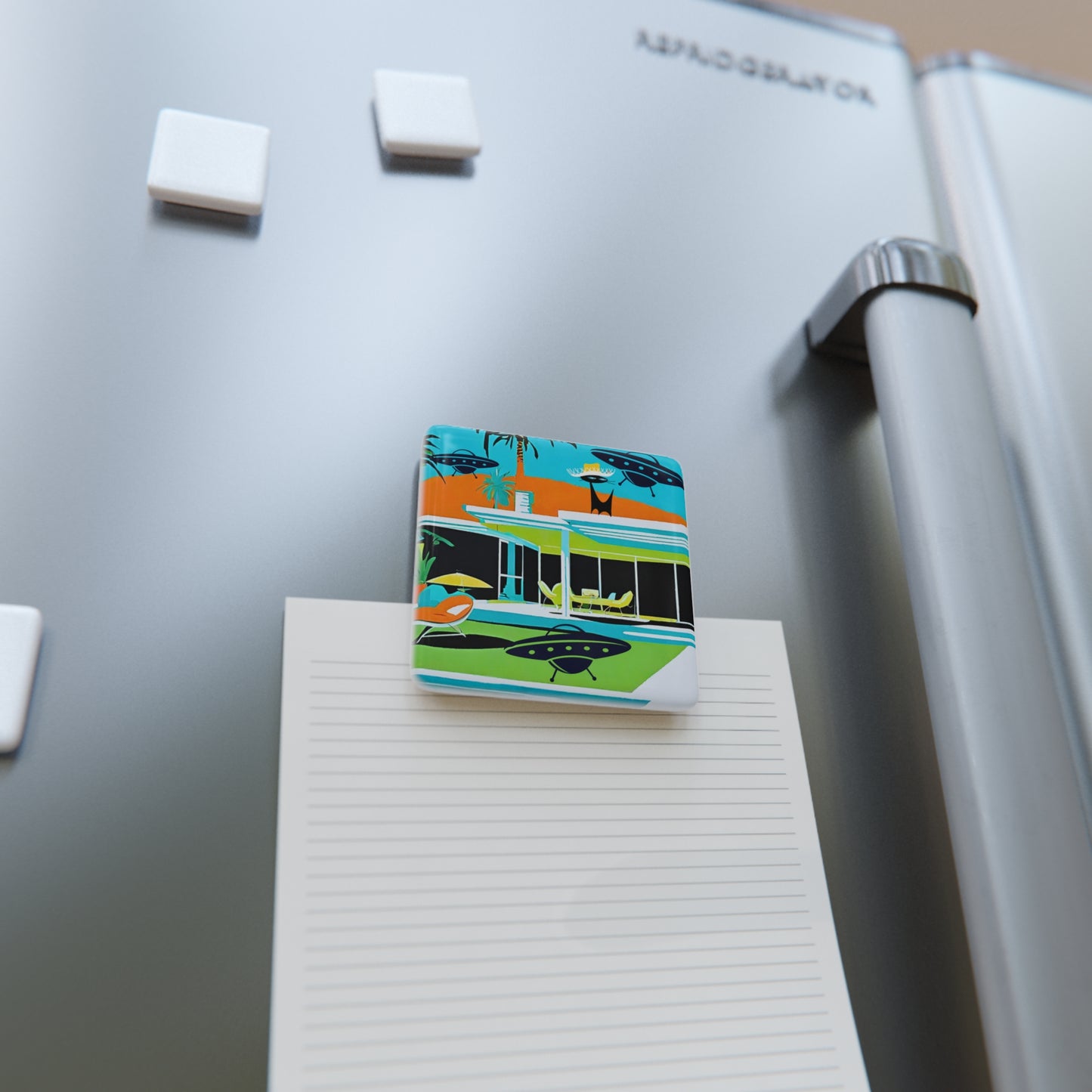 Palm Springs Desert Midcentury Modern Porcelain Magnet, Square