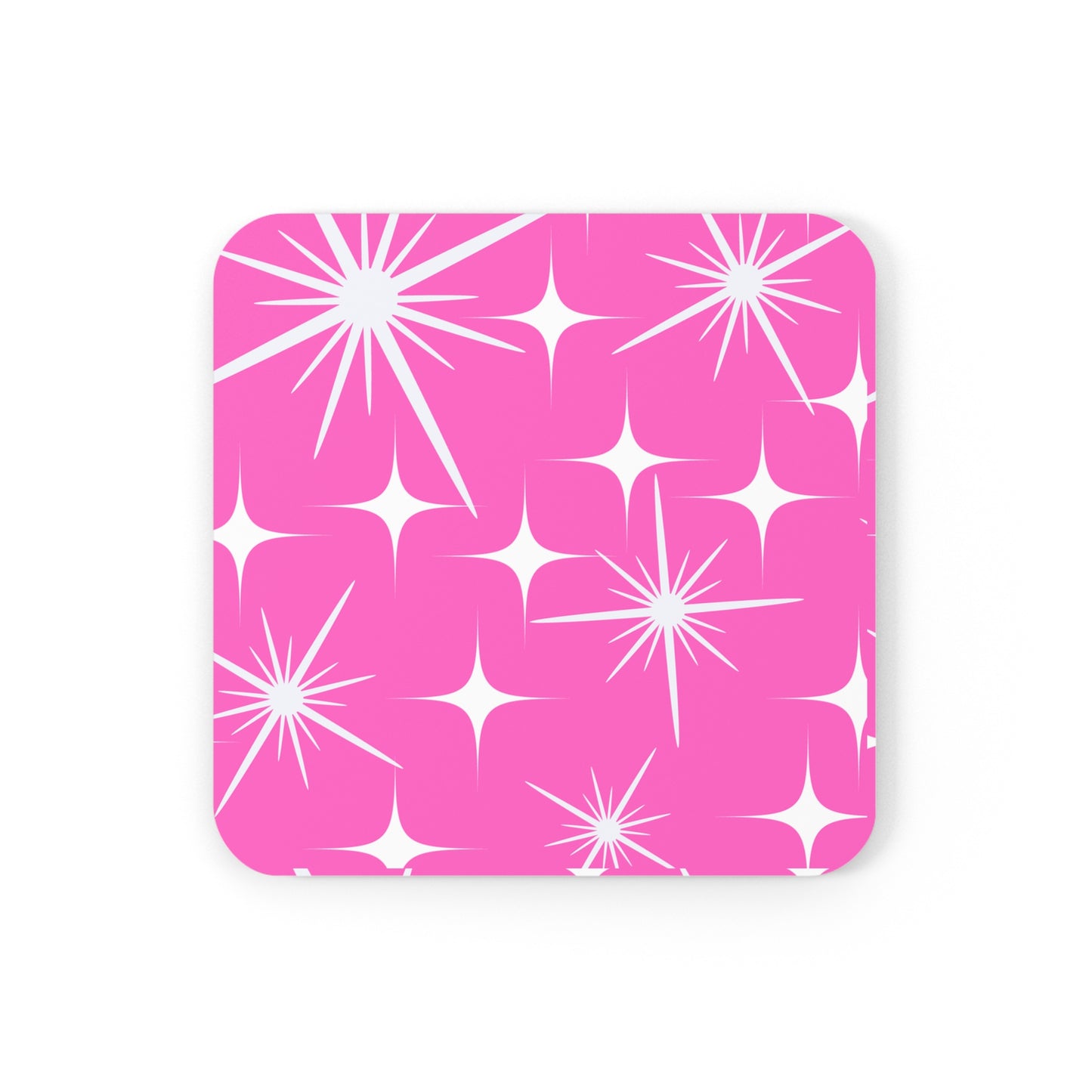 Midcentury Modern Stars Pink Cocktail Party Beverage Entertaining Corkwood Coaster Set