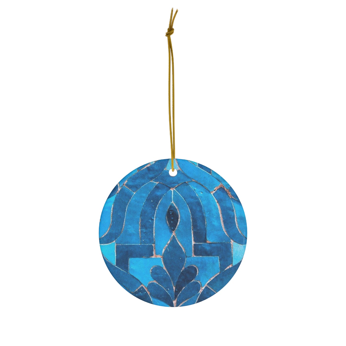 Blue Cobalt Moroccan Villa Fountain Tile Decoration Ceramic Ornament