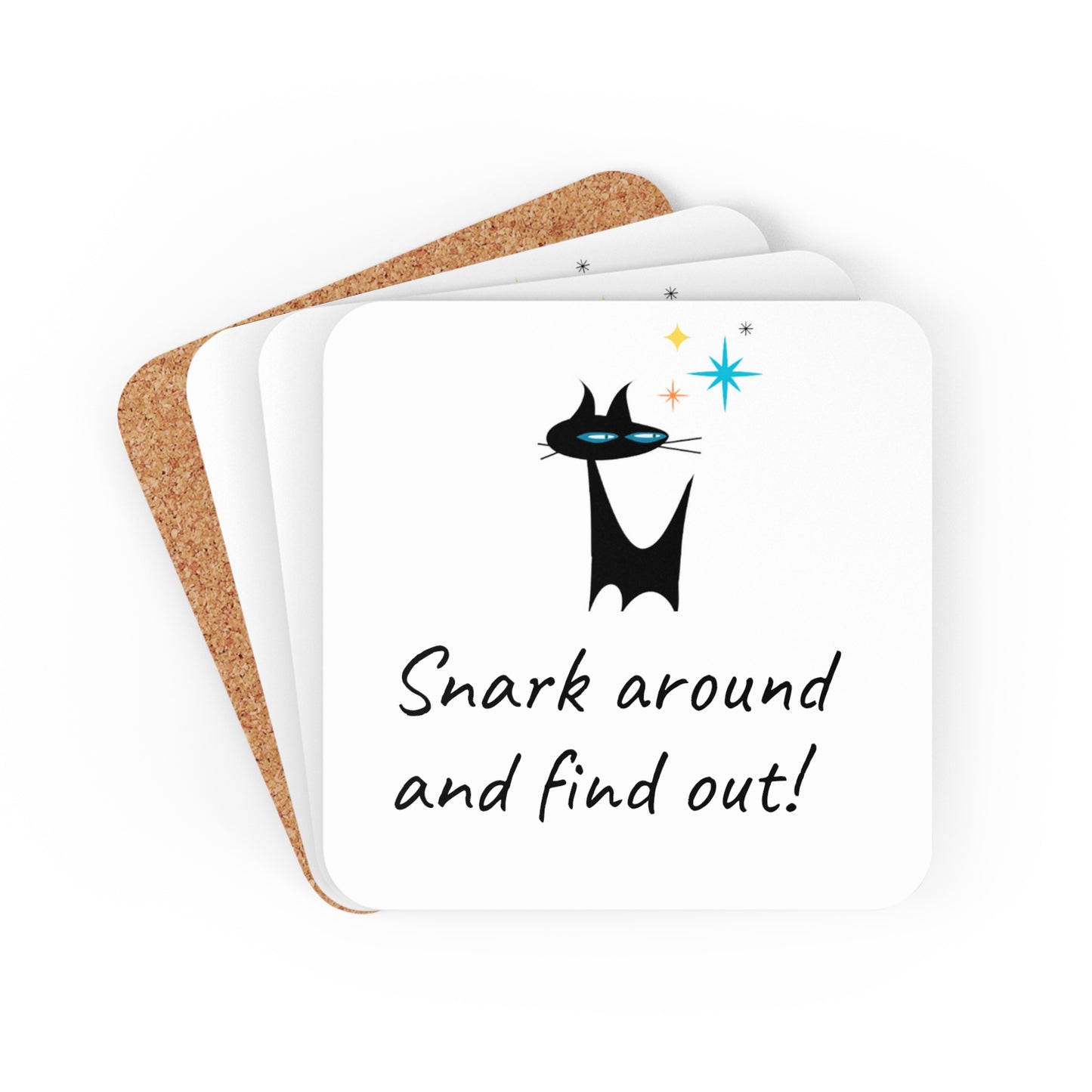 Snark Around and Find Out! Humor Cocktail Beverage Entertaining Corkwood Coaster Set