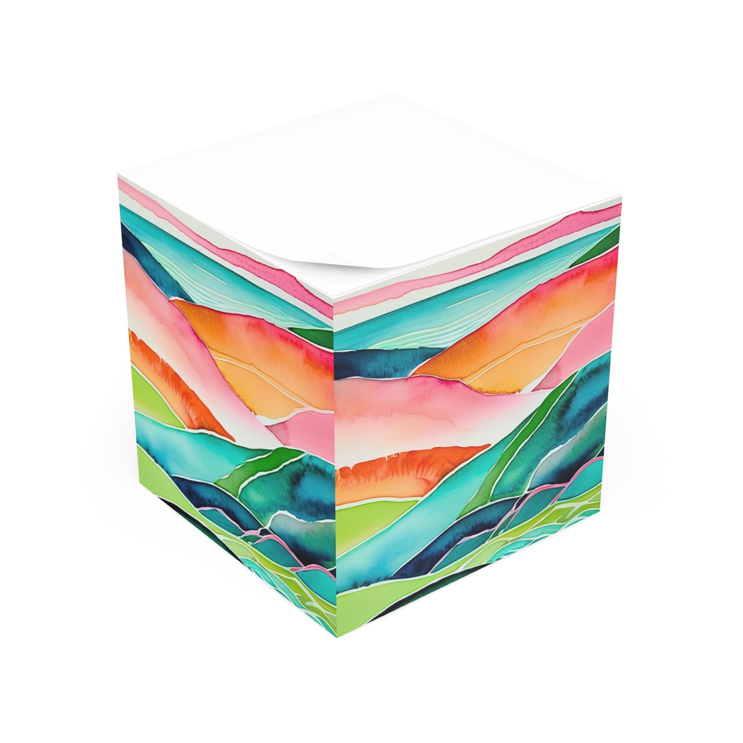 Sunset Sea Meditations Watercolor Landscape Paper Note Cube