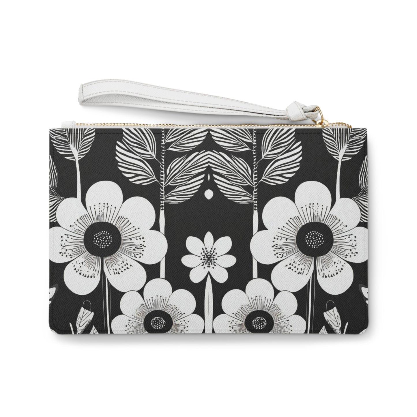 Black and White Poppies Mod Pop Art Errands Evening Pouch Clutch Bag