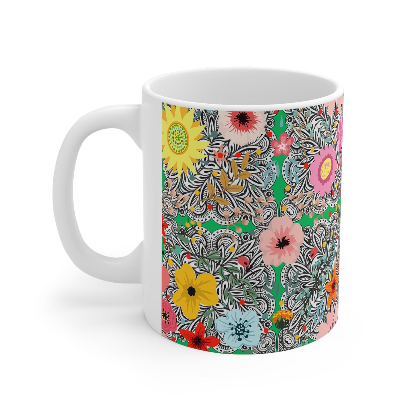 Prairie Cactus Flower Multi Southwestern Desert Flowers Hot Beverage Coffee Tea Chai Ranch House Decor Ceramic Mug 11oz