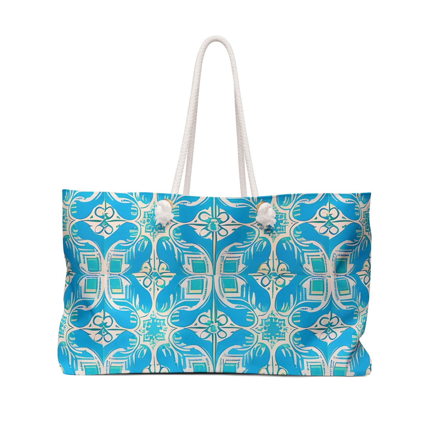 Greek Island Villa Tile Shopper Travel Market Vacation Weekender Bag