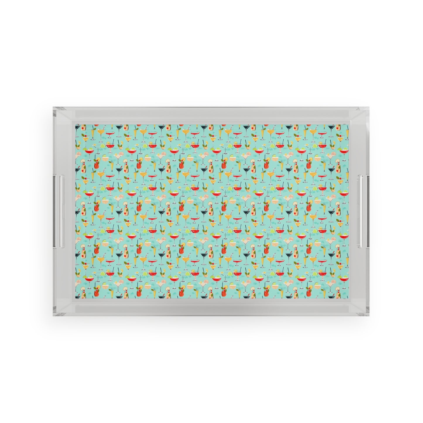 Seaside Coastal Cocktails Midcentury Modern Pattern Entertaining Party Acrylic Serving Tray