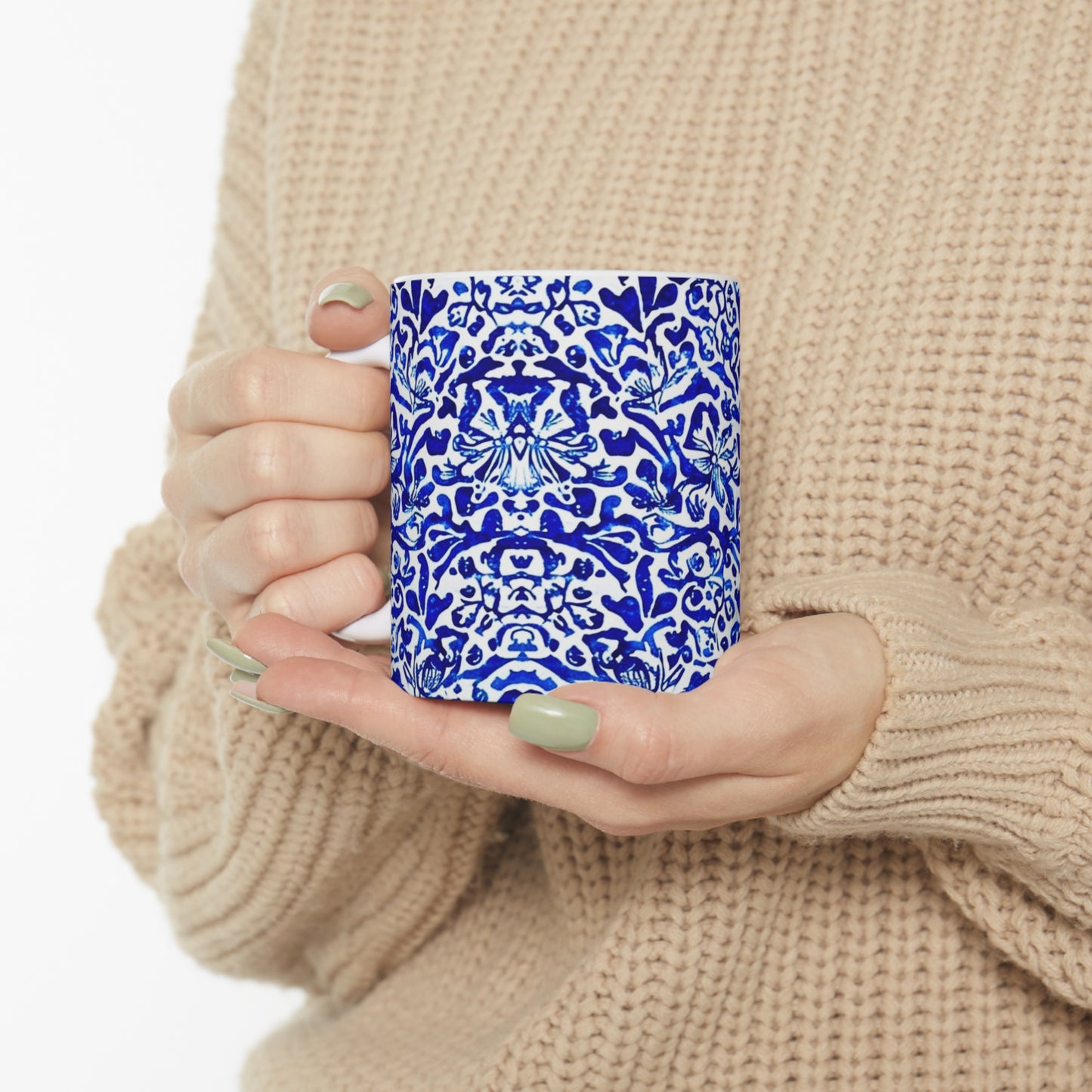 Blue Caribbean Sea Tile Hot Cold Coffee Tea Beverage Home Decor Ceramic Mug 11oz