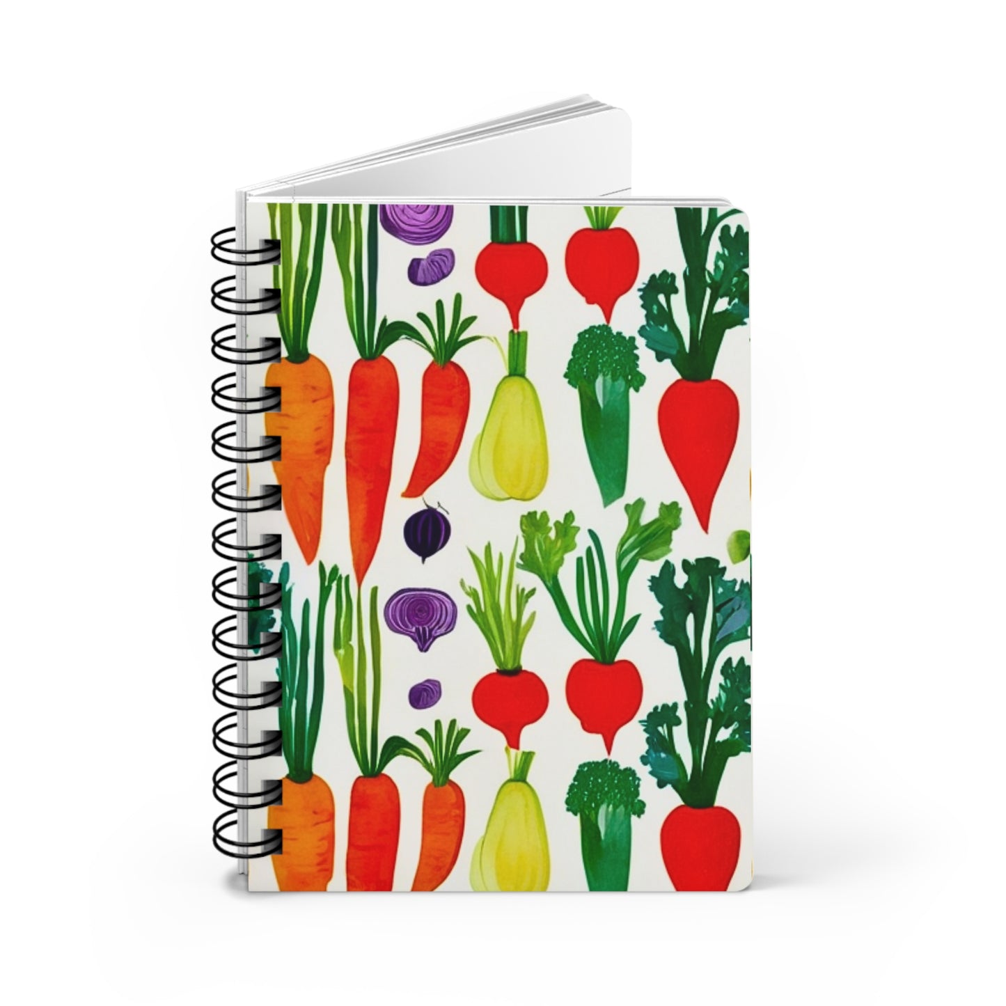 Vegetable Garden Planner Midcentury Modern Watercolor Illustration Sketch Writing Spiral Bound Journal