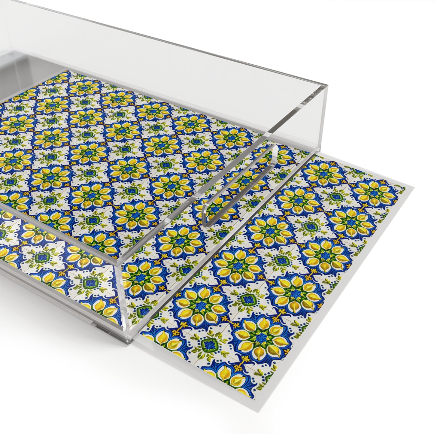 Island of Capri Limone Italian Durata Tile Pattern Entertaining Patio BeverageHome Decor Acrylic Serving Tray