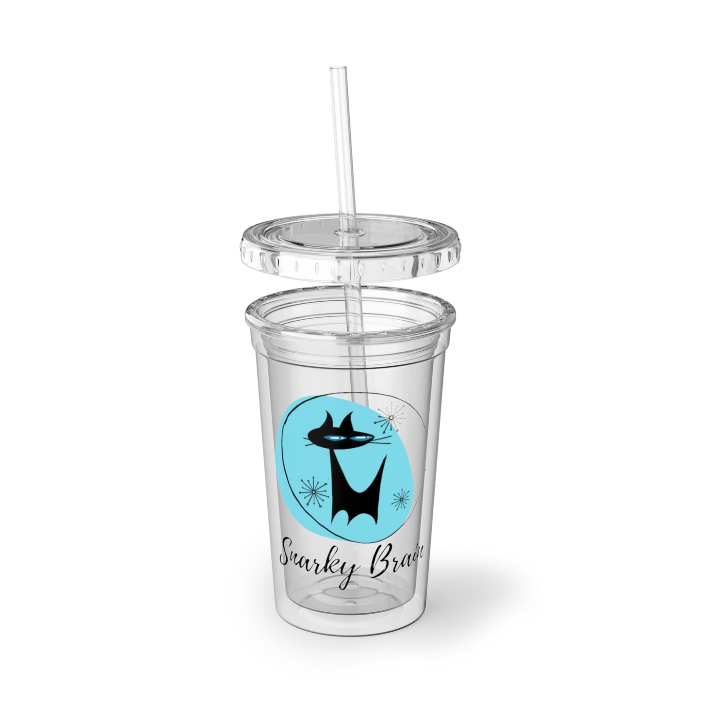 Snarky Brain Midcentury Modern Turquoise Cold Beverage Suave Acrylic Cup