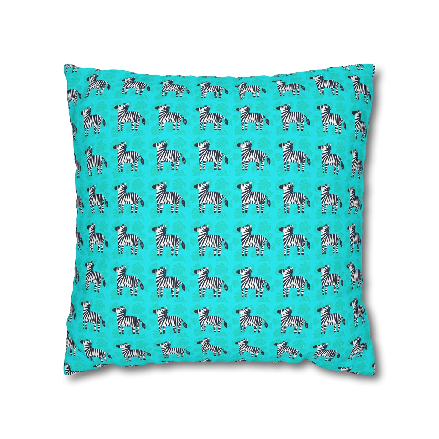 Zebra Jungle Vibes Tropical Forest Midcentury Modern Children Nursery Playroom Spun Polyester Pillow Cover