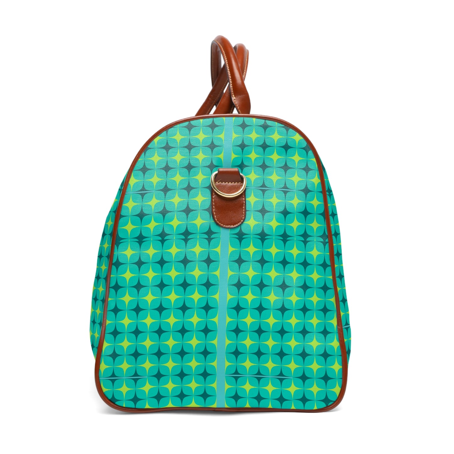 Vintage Carafe Midcentury Modern Geometric Cool Greens Pattern Waterproof Travel Bag