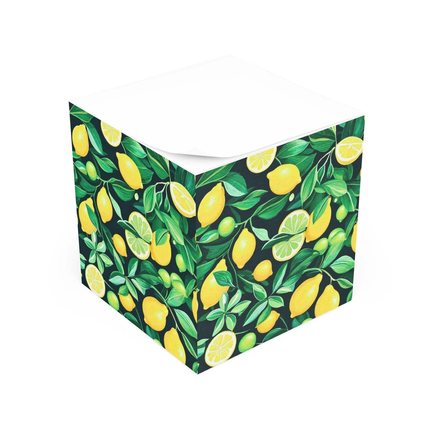 Lemon Grove Citrus Watercolor Painting Paper Note Cube