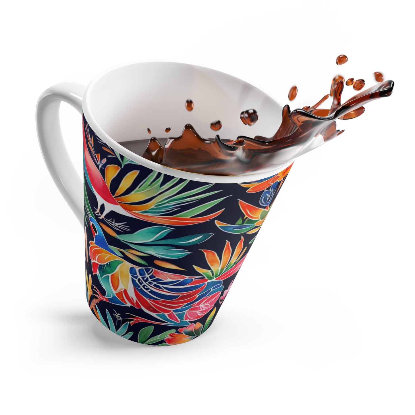 Neon Birds of a Feather Cappuccino Latte Mug