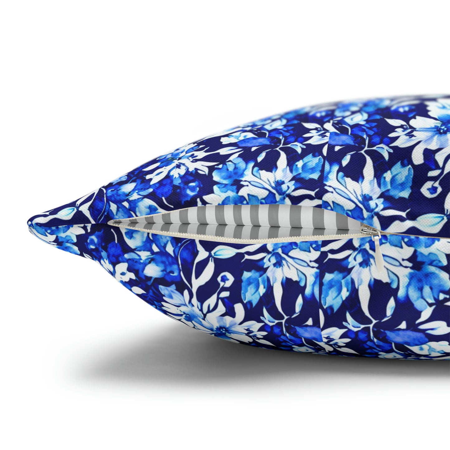Blue Watercolor Dreams Flowers Decorative Spun Polyester Pillow Cover