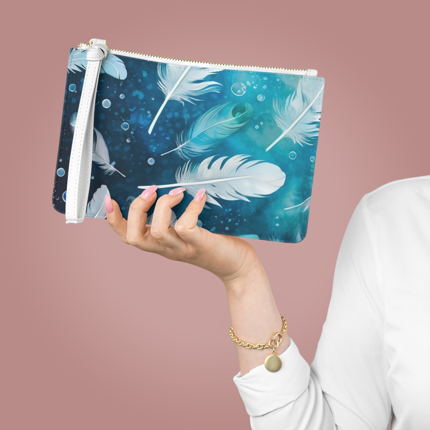Sea of Feathers Fashion Evening Daytime Pouch Clutch Bag