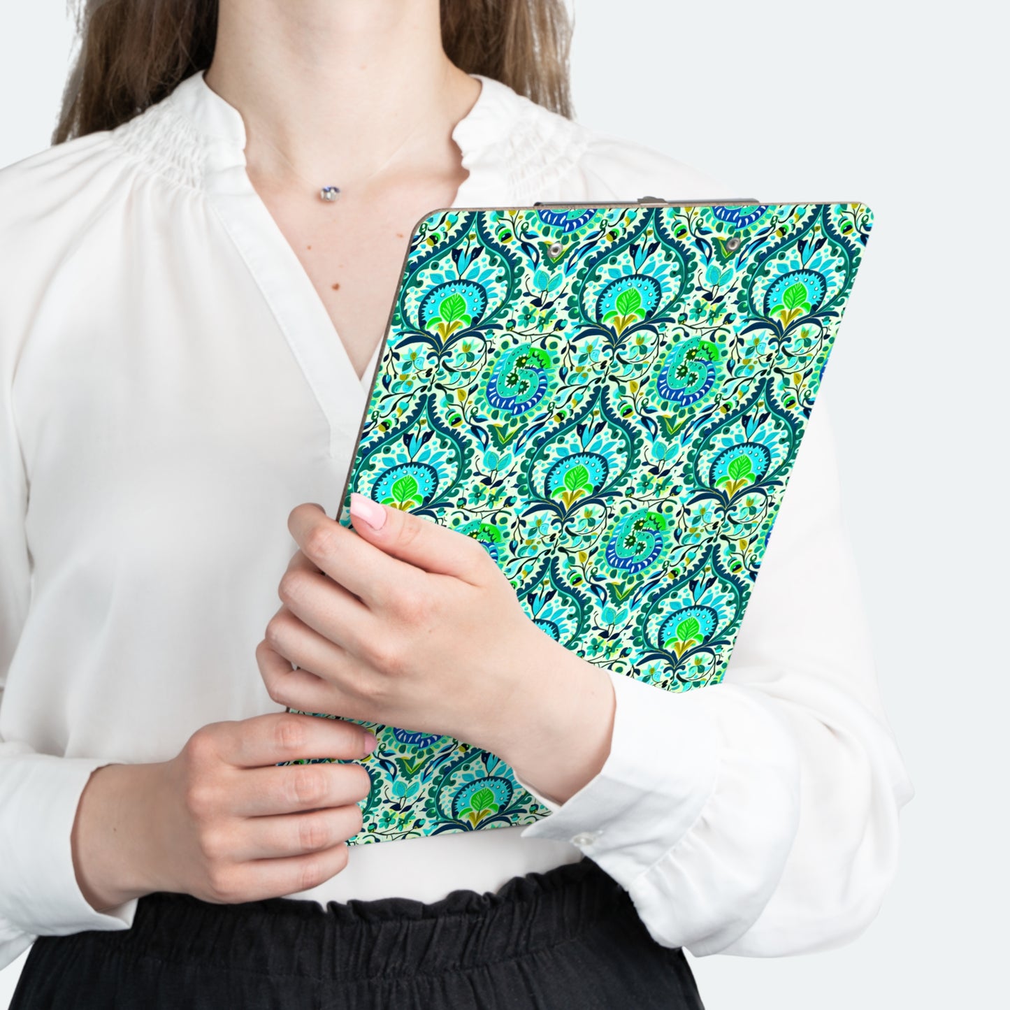 Suzani Tribal Pattern Blue and Green Bohemian Organizer Clipboard