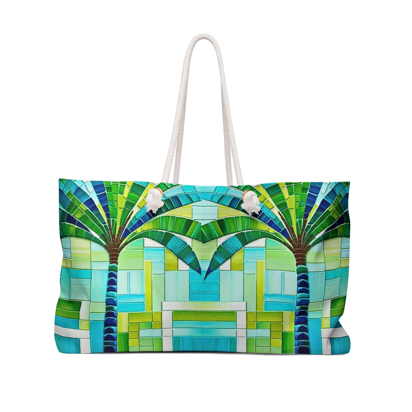 Turks and Caicos Island Palm Tree Mosaic Shopper Market Beach Vacation Weekender Bag
